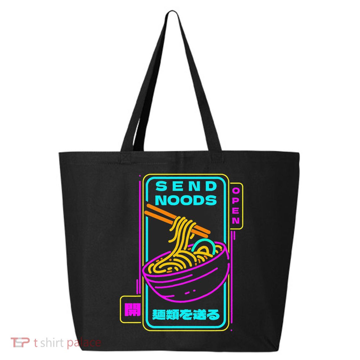 Send Noodle Bowl Funny Ra Noods Anime Japan Neon Glow Tee 25L Jumbo Tote
