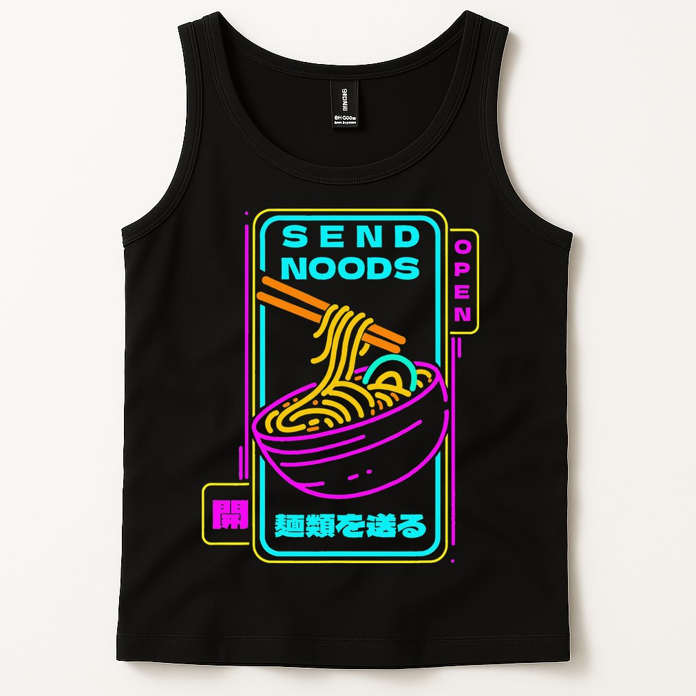 Send Noodle Bowl Funny Ra Noods Anime Japan Neon Glow Tee Tank Top