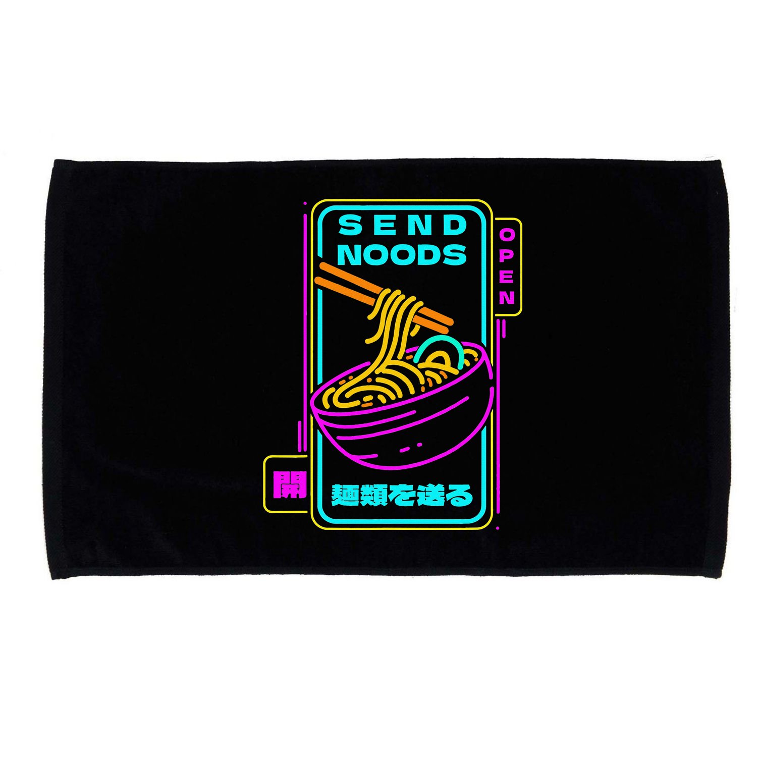 Send Noodle Bowl Funny Ra Noods Anime Japan Neon Glow Tee Microfiber Hand Towel