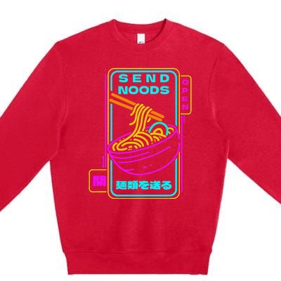 Send Noodle Bowl Funny Ra Noods Anime Japan Neon Glow Tee Premium Crewneck Sweatshirt