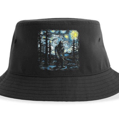 Starry Night Bigfoot Funny Sasquatch Van Gogh Sustainable Bucket Hat