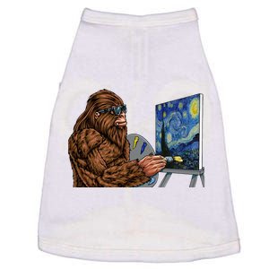 Starry Night Bigfoot Painting Funny Sasquatch Graphic Art Doggie Tank