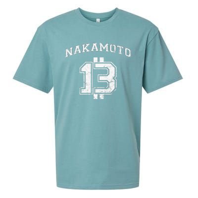 Satoshi Nakamoto Bitcoin Logo College Team Style Distressed Sueded Cloud Jersey T-Shirt