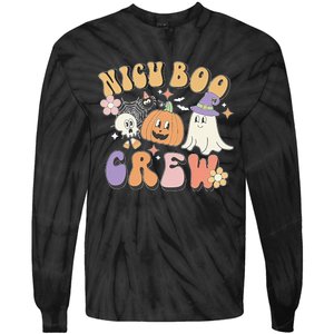 Spooky NICU Boo Crew Costume for Halloween Nurses Tie-Dye Long Sleeve Shirt