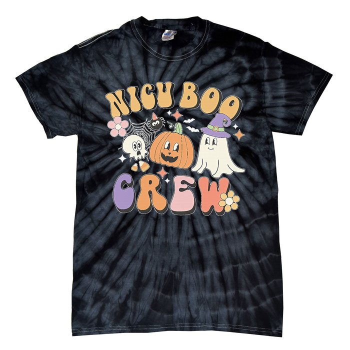 Spooky NICU Boo Crew Costume for Halloween Nurses Tie-Dye T-Shirt