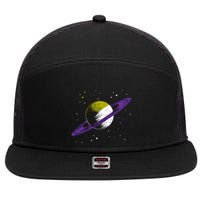 Saturn Non Binary Flag Agedner Astronomer Gift Non Binary Gift 7 Panel Mesh Trucker Snapback Hat