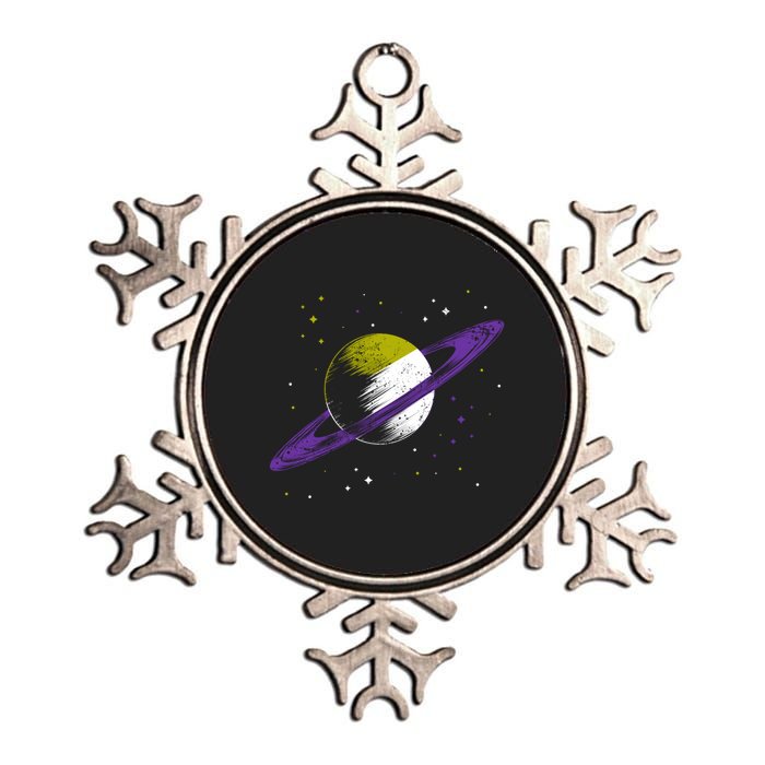 Saturn Non Binary Flag Agedner Astronomer Gift Non Binary Gift Metallic Star Ornament