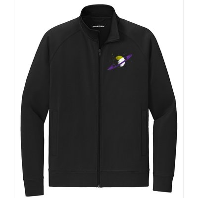 Saturn Non Binary Flag Agedner Astronomer Gift Non Binary Gift Stretch Full-Zip Cadet Jacket