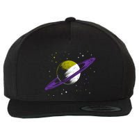Saturn Non Binary Flag Agedner Astronomer Gift Non Binary Gift Wool Snapback Cap