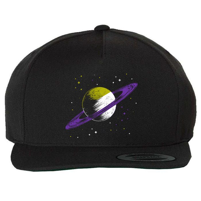 Saturn Non Binary Flag Agedner Astronomer Gift Non Binary Gift Wool Snapback Cap