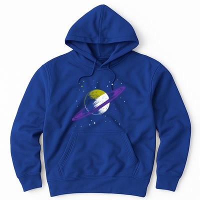 Saturn Non Binary Flag Agedner Astronomer Gift Non Binary Gift Hoodie