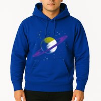 Saturn Non Binary Flag Agedner Astronomer Gift Non Binary Gift Hoodie