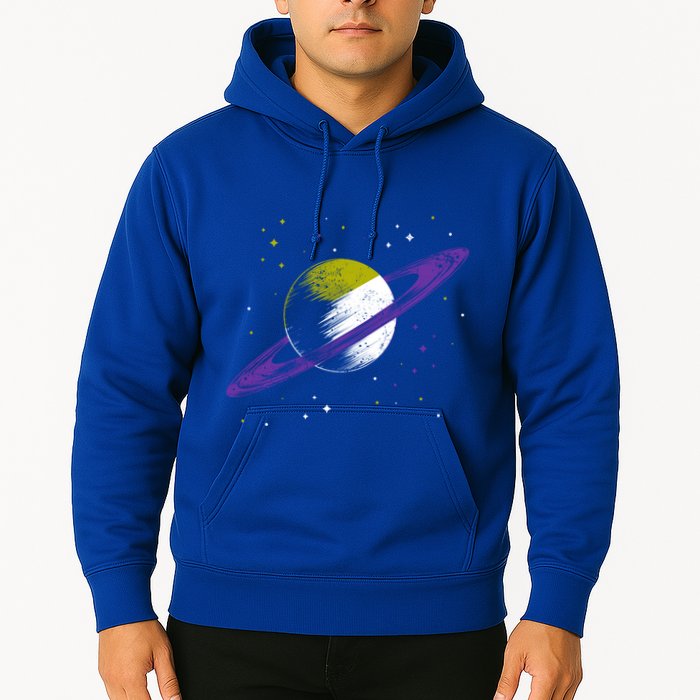Saturn Non Binary Flag Agedner Astronomer Gift Non Binary Gift Hoodie