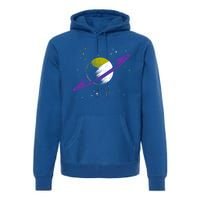 Saturn Non Binary Flag Agedner Astronomer Gift Non Binary Gift Premium Hoodie