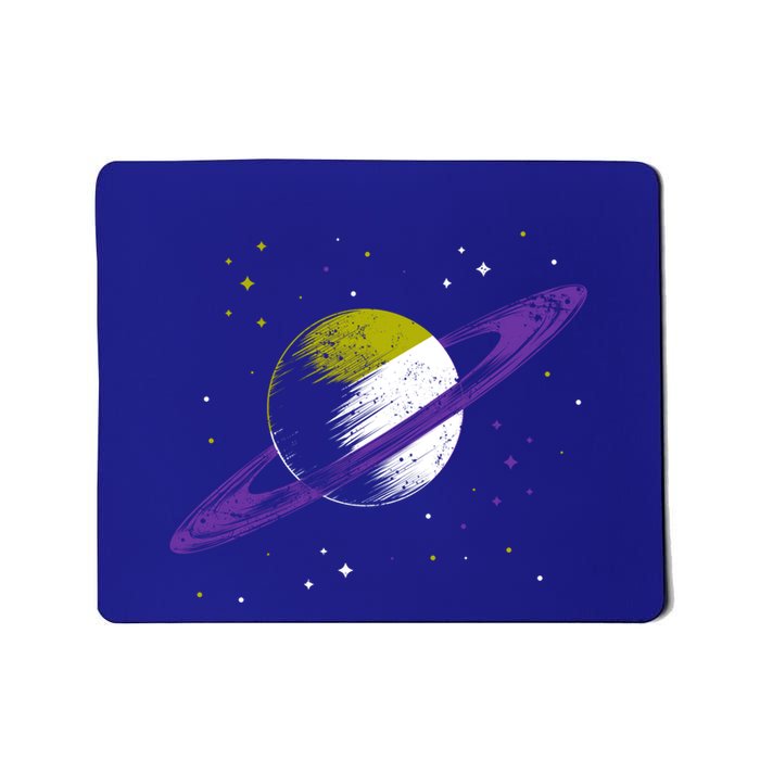 Saturn Non Binary Flag Agedner Astronomer Gift Non Binary Gift Mousepad