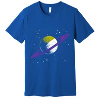 Saturn Non Binary Flag Agedner Astronomer Gift Non Binary Gift Premium T-Shirt