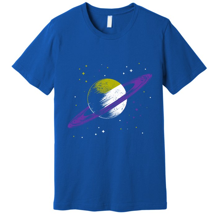 Saturn Non Binary Flag Agedner Astronomer Gift Non Binary Gift Premium T-Shirt