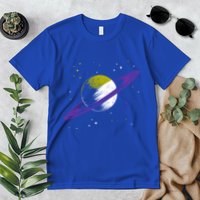 Saturn Non Binary Flag Agedner Astronomer Gift Non Binary Gift Premium T-Shirt