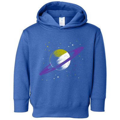 Saturn Non Binary Flag Agedner Astronomer Gift Non Binary Gift Toddler Hoodie
