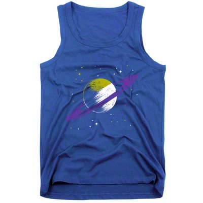 Saturn Non Binary Flag Agedner Astronomer Gift Non Binary Gift Tank Top