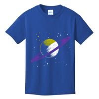 Saturn Non Binary Flag Agedner Astronomer Gift Non Binary Gift Kids T-Shirt