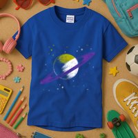 Saturn Non Binary Flag Agedner Astronomer Gift Non Binary Gift Kids T-Shirt