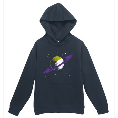 Saturn Non Binary Flag Agedner Astronomer Gift Non Binary Gift Urban Pullover Hoodie