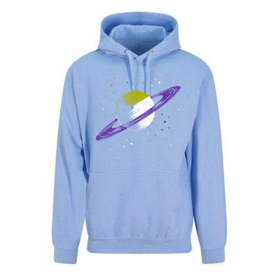 Saturn Non Binary Flag Agedner Astronomer Gift Non Binary Gift Unisex Surf Hoodie