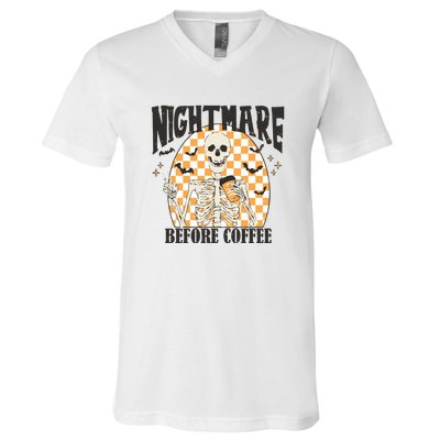 Skeleton Nightmare Before Coffee V-Neck T-Shirt