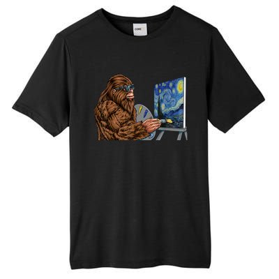 Starry Night Bigfoot Painting Funny Sasquatch Graphic Art Tall Fusion ChromaSoft Performance T-Shirt