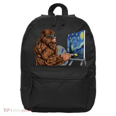 Starry Night Bigfoot Painting Funny Sasquatch Graphic Art 16 in Basic Backpack