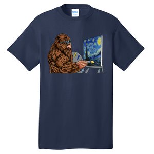 Starry Night Bigfoot Painting Funny Sasquatch Graphic Art Tall T-Shirt