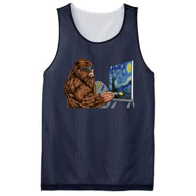 Starry Night Bigfoot Painting Funny Sasquatch Graphic Art Mesh Reversible Basketball Jersey Tank