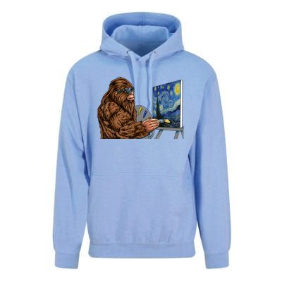 Starry Night Bigfoot Painting Funny Sasquatch Graphic Art Unisex Surf Hoodie