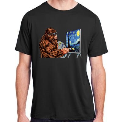 Starry Night Bigfoot Painting Funny Sasquatch Graphic Art Adult ChromaSoft Performance T-Shirt