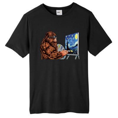 Starry Night Bigfoot Painting Funny Sasquatch Graphic Art Tall Fusion ChromaSoft Performance T-Shirt