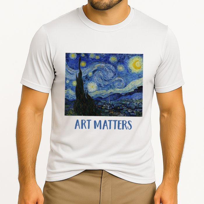 Starry Night By Vincent Van Gogh Art Matters Cooling Performance Crew T-Shirt