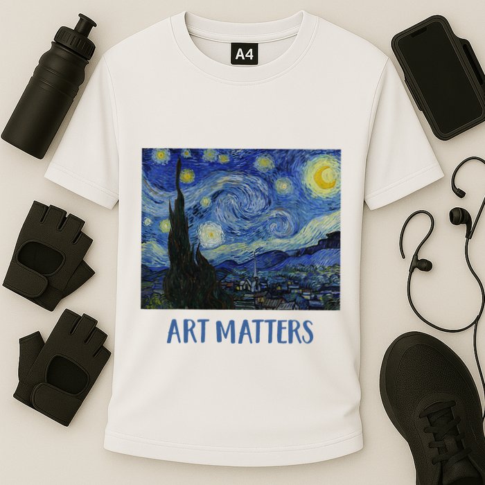 Starry Night By Vincent Van Gogh Art Matters Cooling Performance Crew T-Shirt