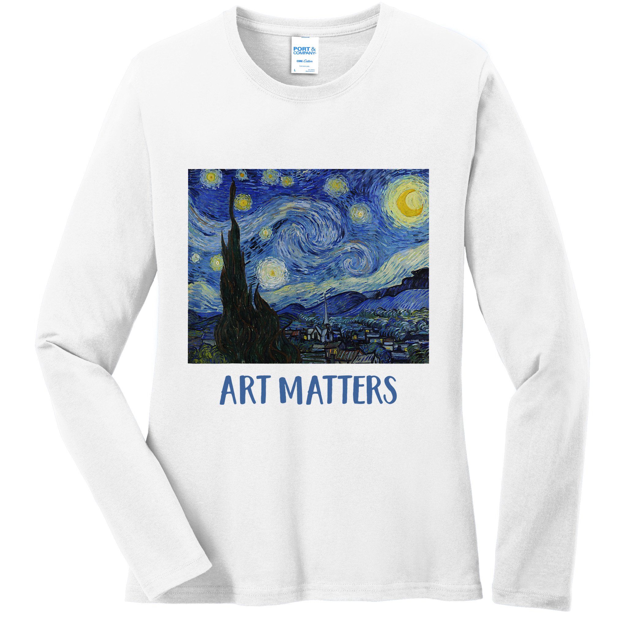 Starry Night By Vincent Van Gogh Art Matters Ladies Long Sleeve Shirt