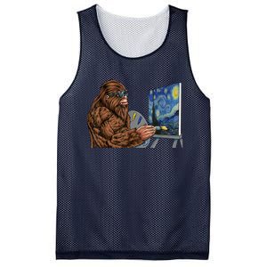 Starry Night Bigfoot Painting Funny Sasquatch Graphic Art Mesh Reversible Basketball Jersey Tank