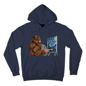 Starry Night Bigfoot Painting Funny Sasquatch Graphic Art Tall Hoodie