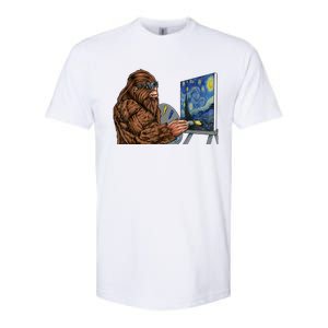 Starry Night Bigfoot Painting Funny Sasquatch Graphic Art Softstyle CVC T-Shirt