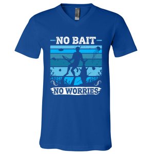 Spearfishing No Bait No Problem Dive Fish Hunt Spear Fishes Gift V-Neck T-Shirt