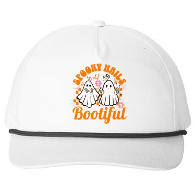 Spooky Nails Bootiful Halloween For Nail Techs Beauticians Premium Snapback Five-Panel Rope Hat