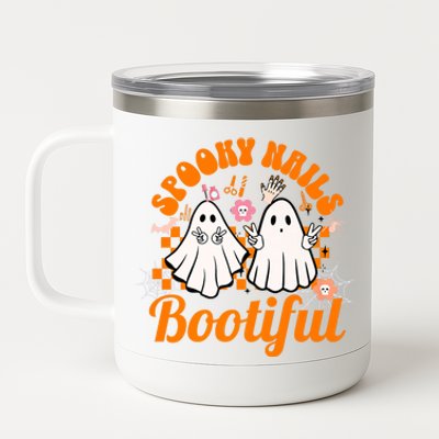 Spooky Nails Bootiful Halloween For Nail Techs Beauticians Premium 12 oz Stainless Steel Tumbler Cup