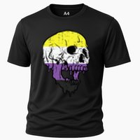 Skull Non Binary Enby Pride Lgbtq Cooling Performance Crew T-Shirt