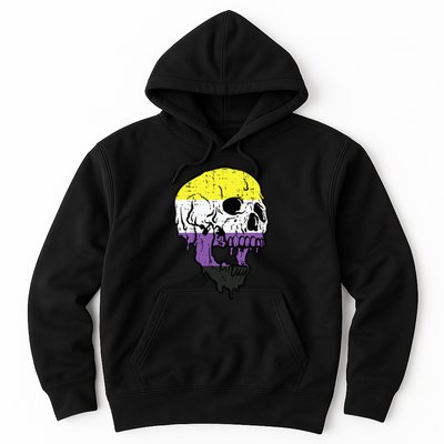 Skull Non Binary Enby Pride Lgbtq Hoodie