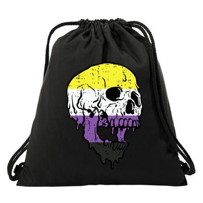 Skull Non Binary Enby Pride Lgbtq Drawstring Bag