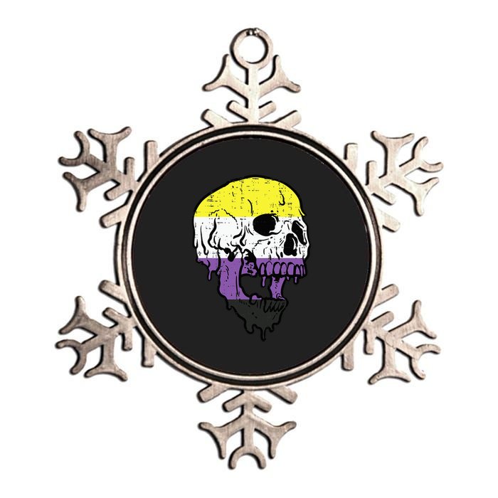 Skull Non Binary Enby Pride Lgbtq Metallic Star Ornament