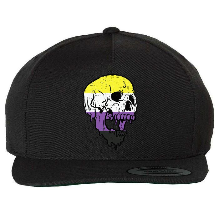 Skull Non Binary Enby Pride Lgbtq Wool Snapback Cap